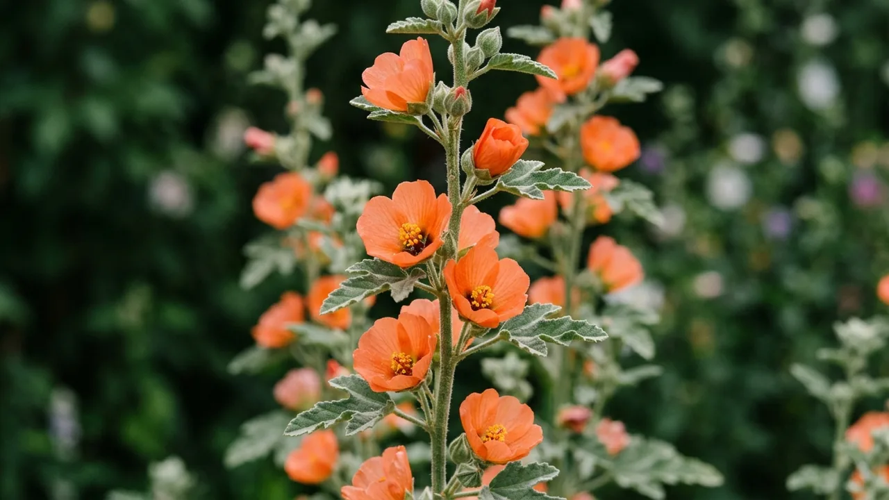 Desert Globemallow (Sphaeralcea ambigua) - orange flowers, illustrated plant card