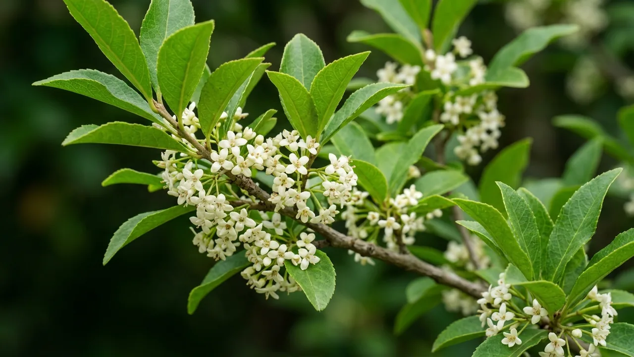 Devilwood (Cartrema americanum) - white flowers, illustrated plant card