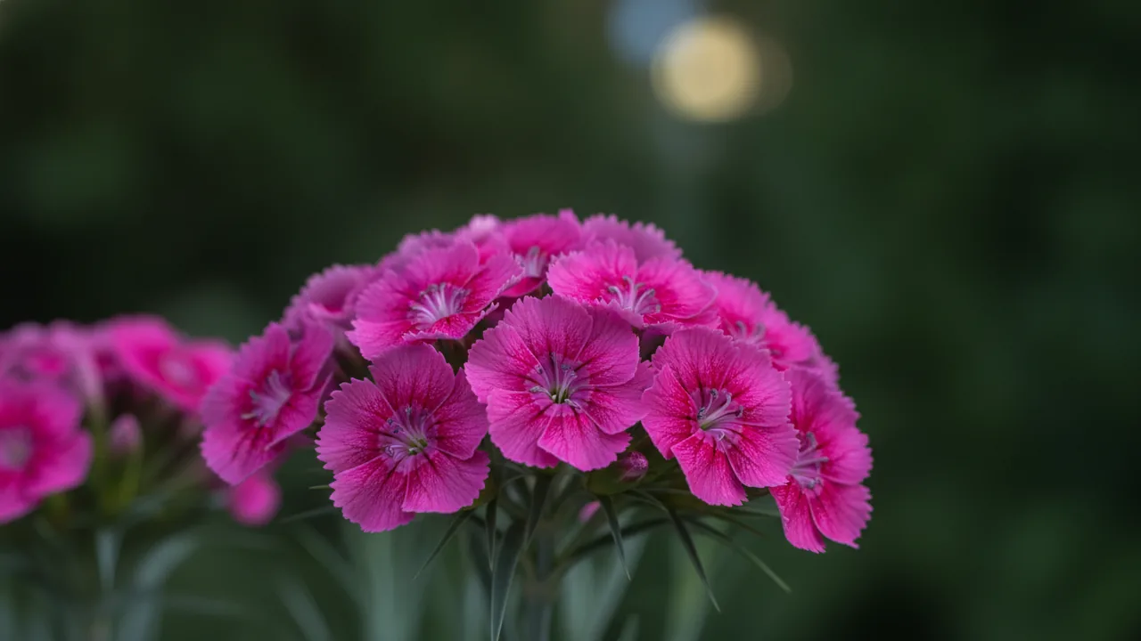Firewitch (Dianthus gratianopolitanus 'Firewitch') - pink flowers, illustrated plant card