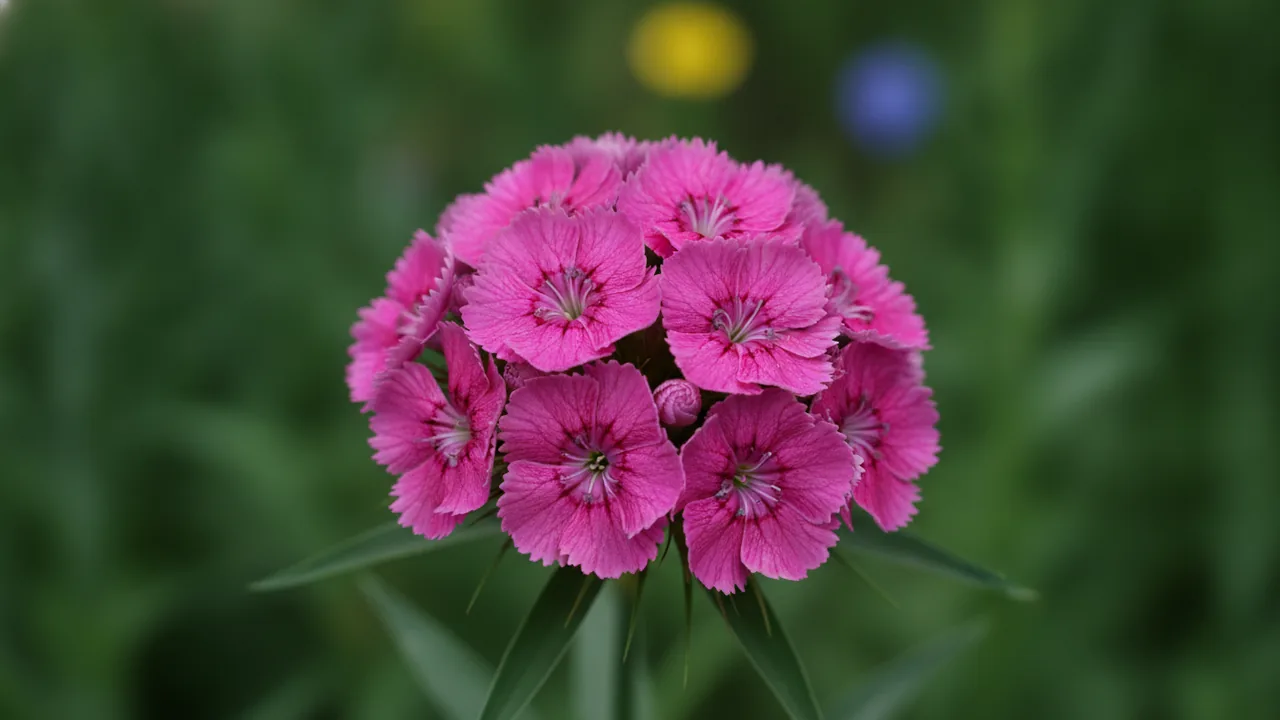Neon Star (Dianthus 'Neon Star') - pink flowers, illustrated plant card