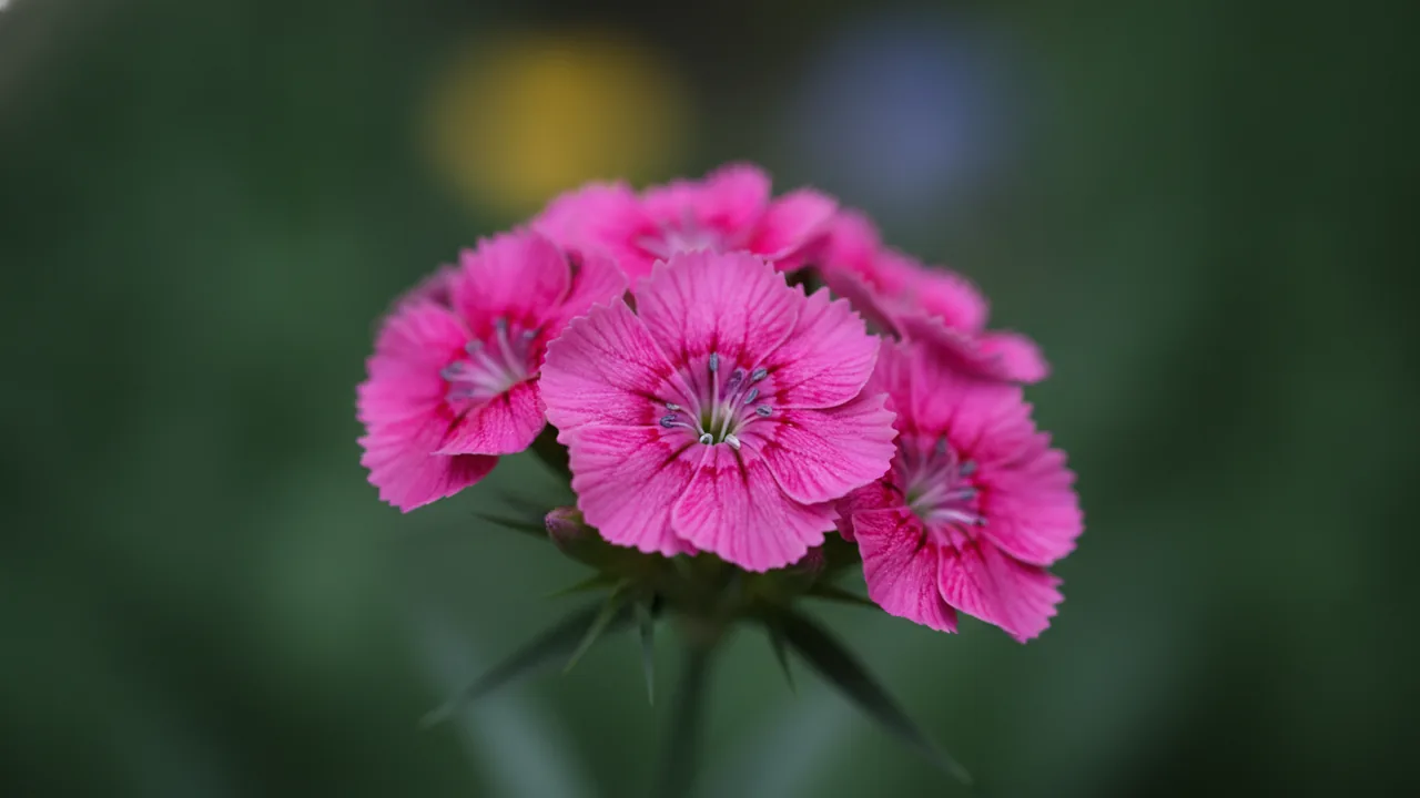 Pink Fire (Dianthus gratianopolitanus 'Pink Fire') - pink flowers, illustrated plant card