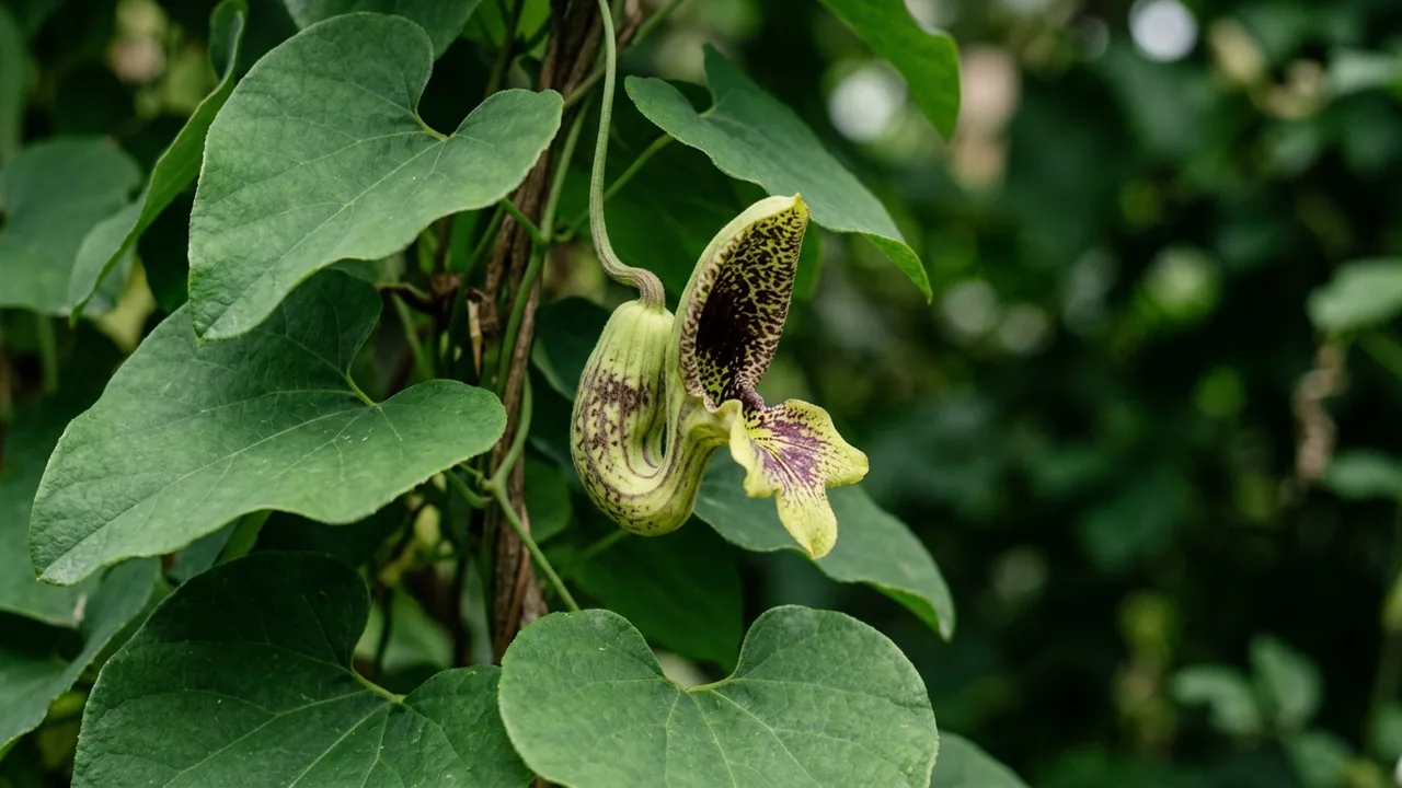 Dutchman's Pipe (Aristolochia macrophylla) - foliage plant, illustrated plant card