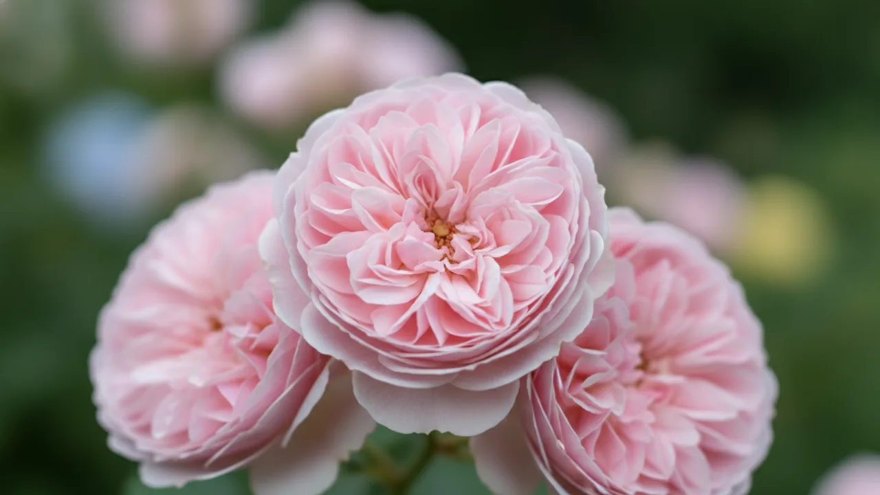 Earth Angel (Rosa 'Korgeowim') - pink flowers, illustrated plant card