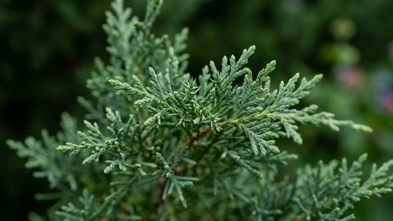 Eastern Red Cedar (Juniperus virginiana) - foliage plant, illustrated plant card