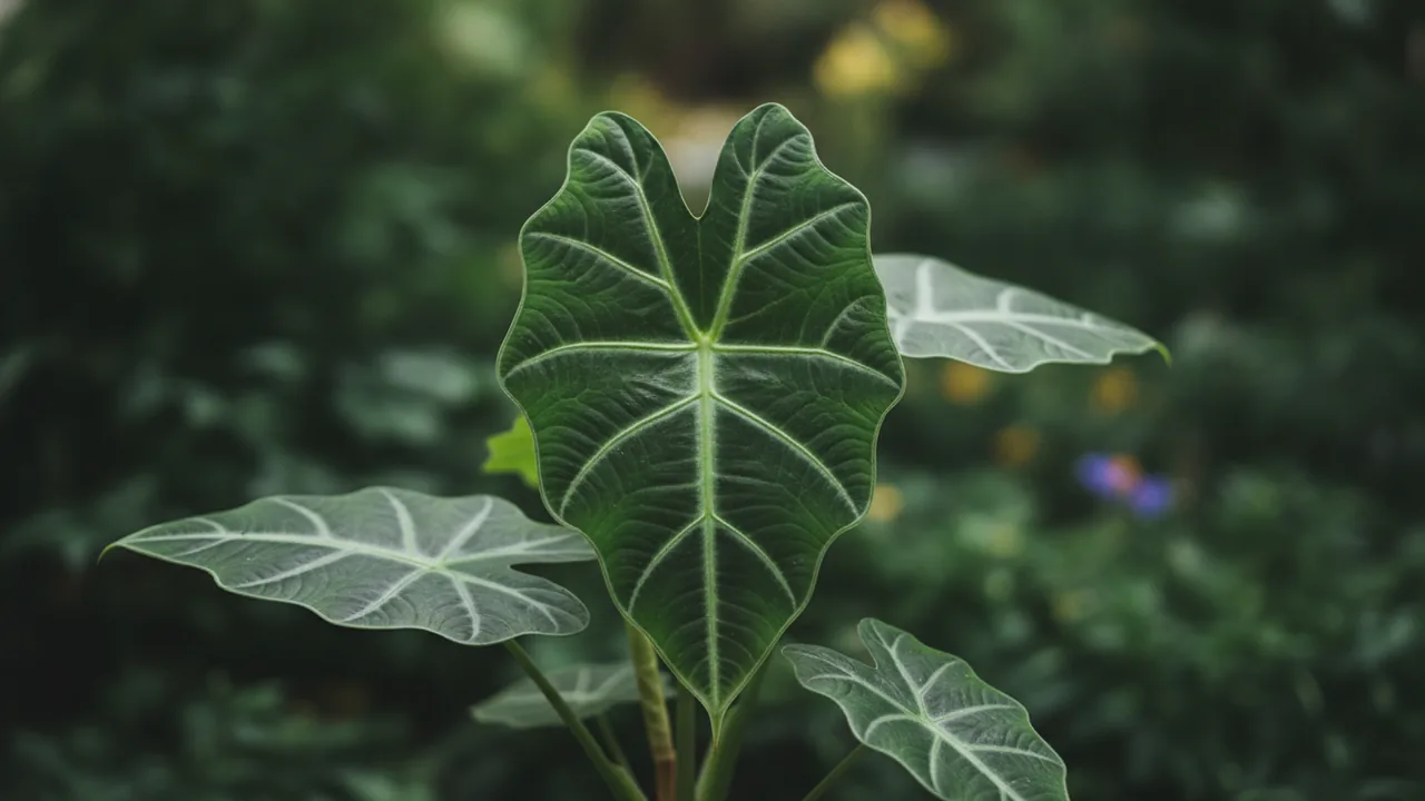 Alocasia Polly (Alocasia × amazonica 'Polly') - foliage plant, illustrated plant card