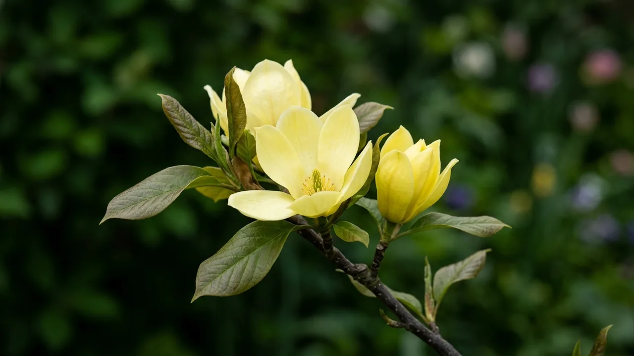 Elizabeth Magnolia (Magnolia 'Elizabeth') - yellow flowers, illustrated plant card