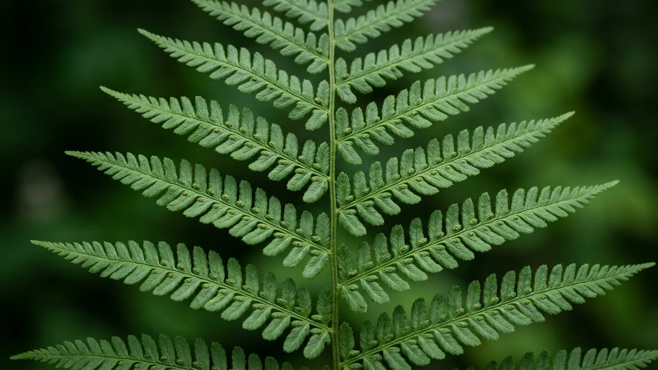 Evergreen Wood Fern (Dryopteris intermedia) - foliage plant, illustrated plant card