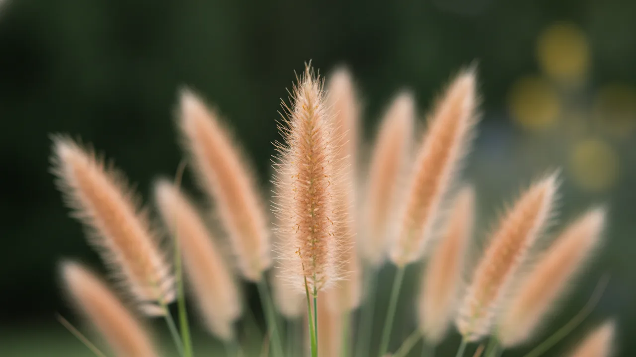 Little Bunny (Pennisetum alopecuroides 'Little Bunny') - orange flowers, illustrated plant card