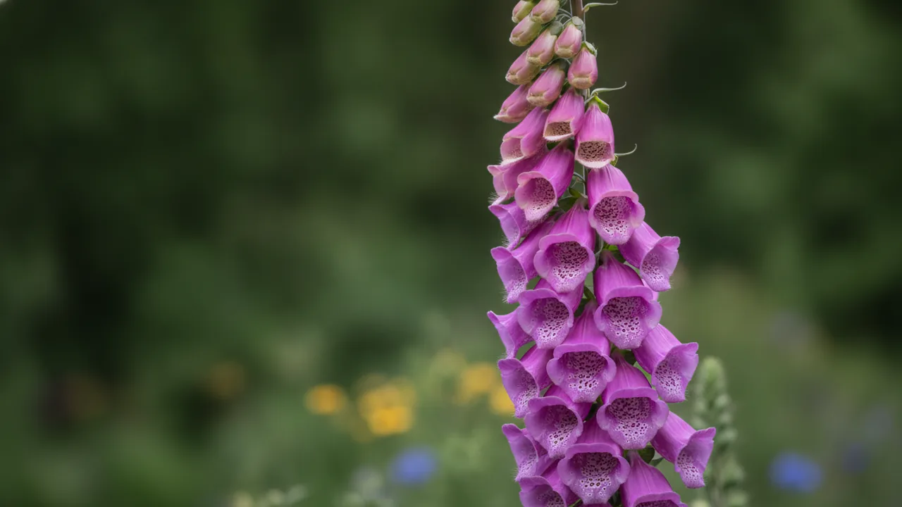 Camelot Lavender (Digitalis purpurea 'Camelot Lavender') - purple flowers, illustrated plant card