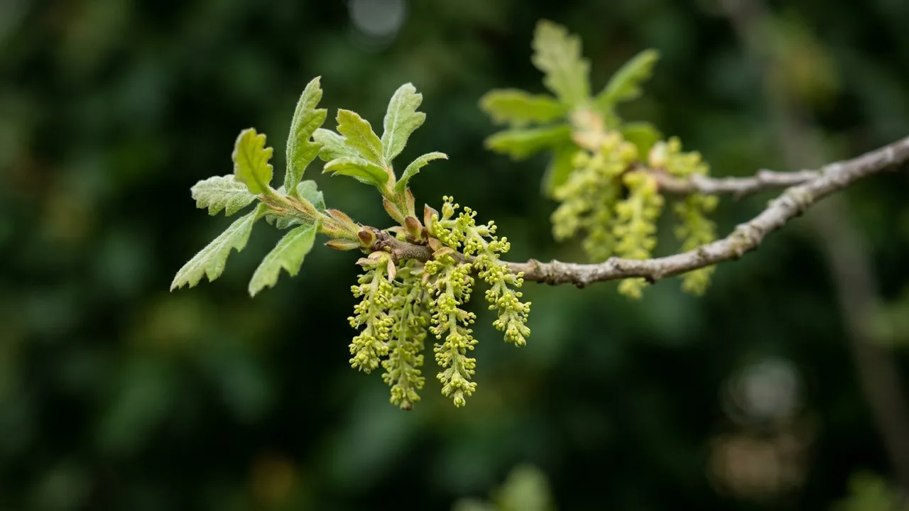Gambel Oak (Quercus gambelii) - yellow flowers, illustrated plant card