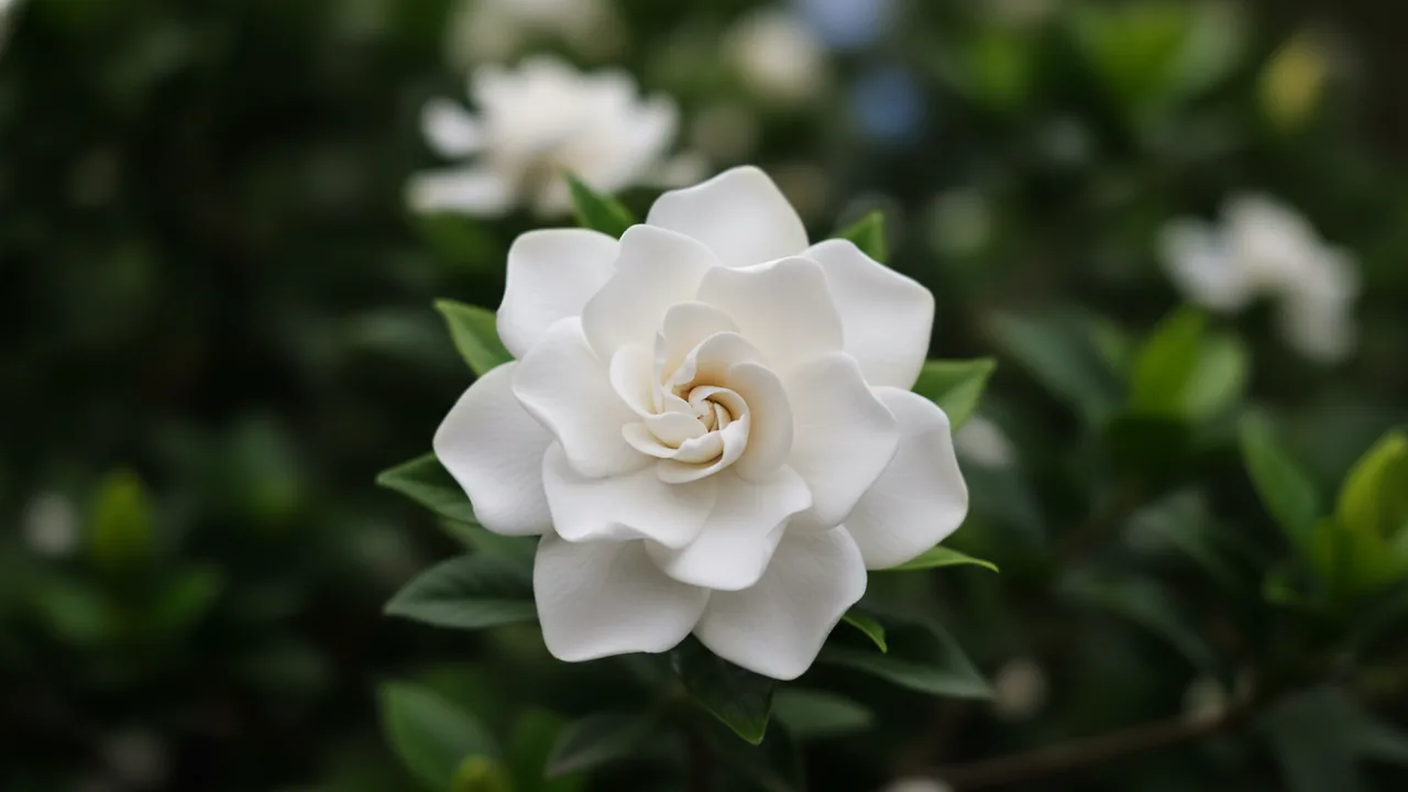 Frostproof (Gardenia jasminoides 'Frostproof') - white flowers, illustrated plant card