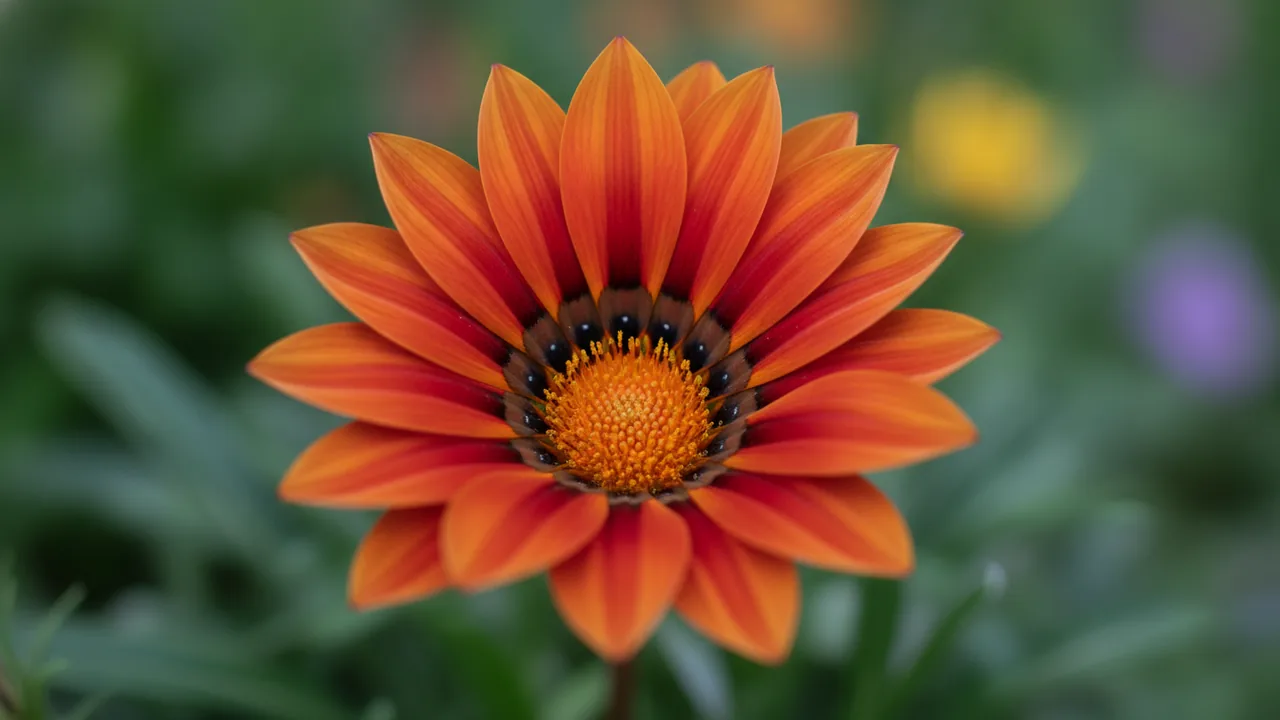 Red Gazania (Gazania rigens) - red flowers, illustrated plant card