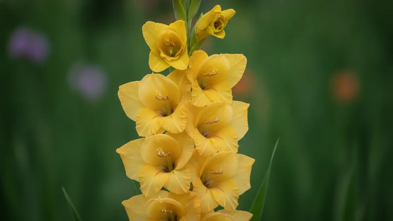 Green Star (Gladiolus 'Green Star') - flowers, illustrated plant card