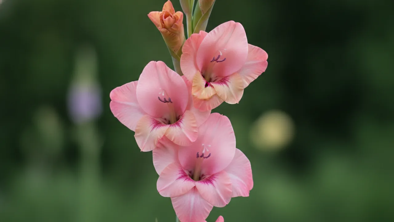Priscilla (Gladiolus 'Priscilla') - white flowers, illustrated plant card