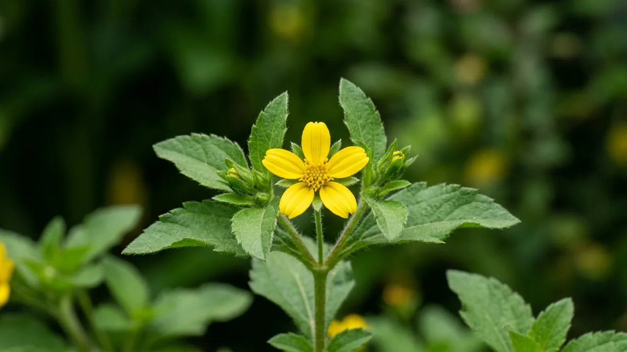 Green and Gold (Chrysogonum virginianum) - yellow flowers, illustrated plant card
