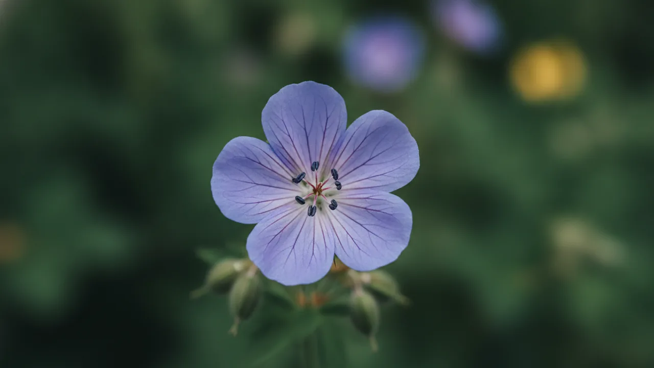 Brookside (Geranium 'Brookside') - blue flowers, illustrated plant card