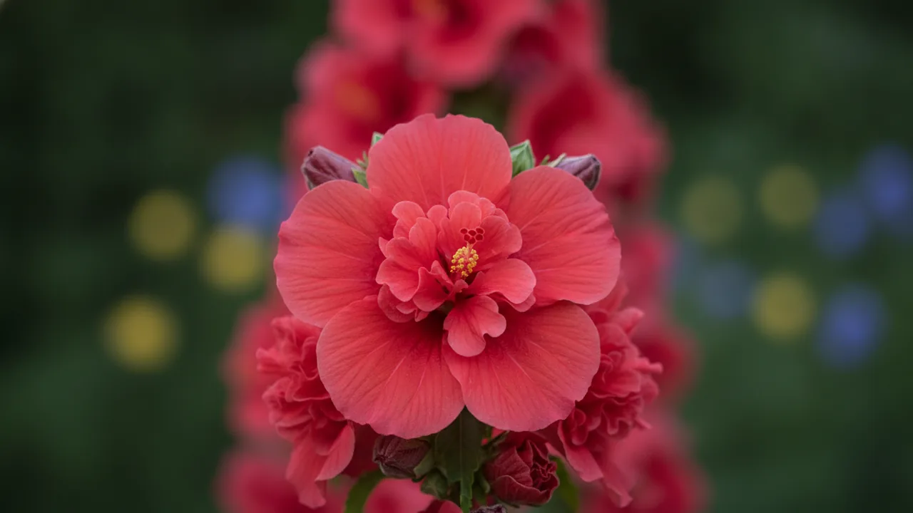 Cranberry Crush (Hibiscus 'Cranberry Crush') - red flowers, illustrated plant card