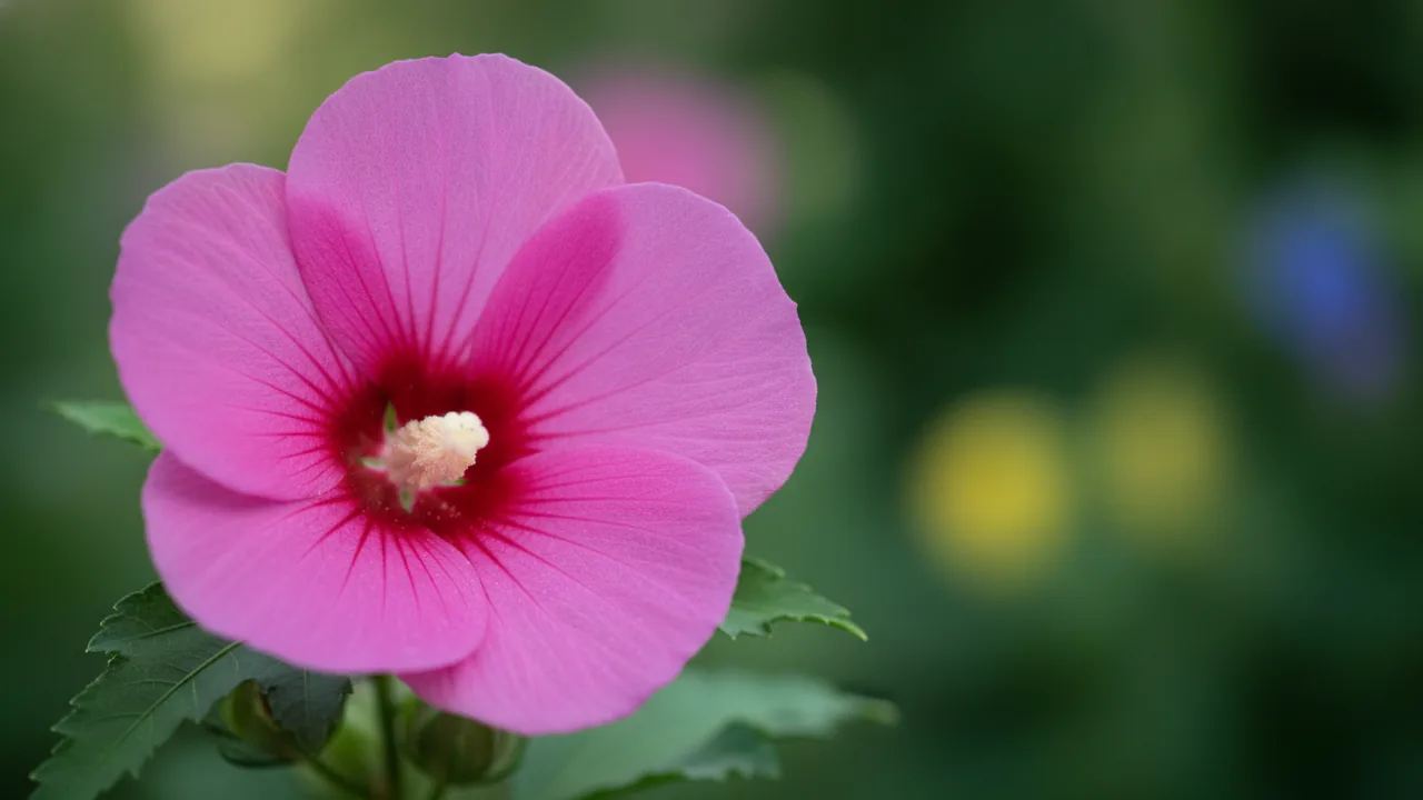 Lady Baltimore (Hibiscus moscheutos 'Lady Baltimore') - pink flowers, illustrated plant card