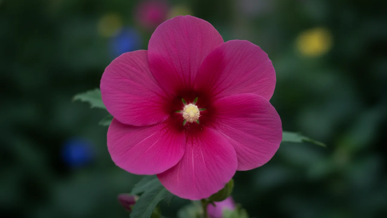 Hardy Hibiscus (Hibiscus moscheutos) - pink flowers, illustrated plant card