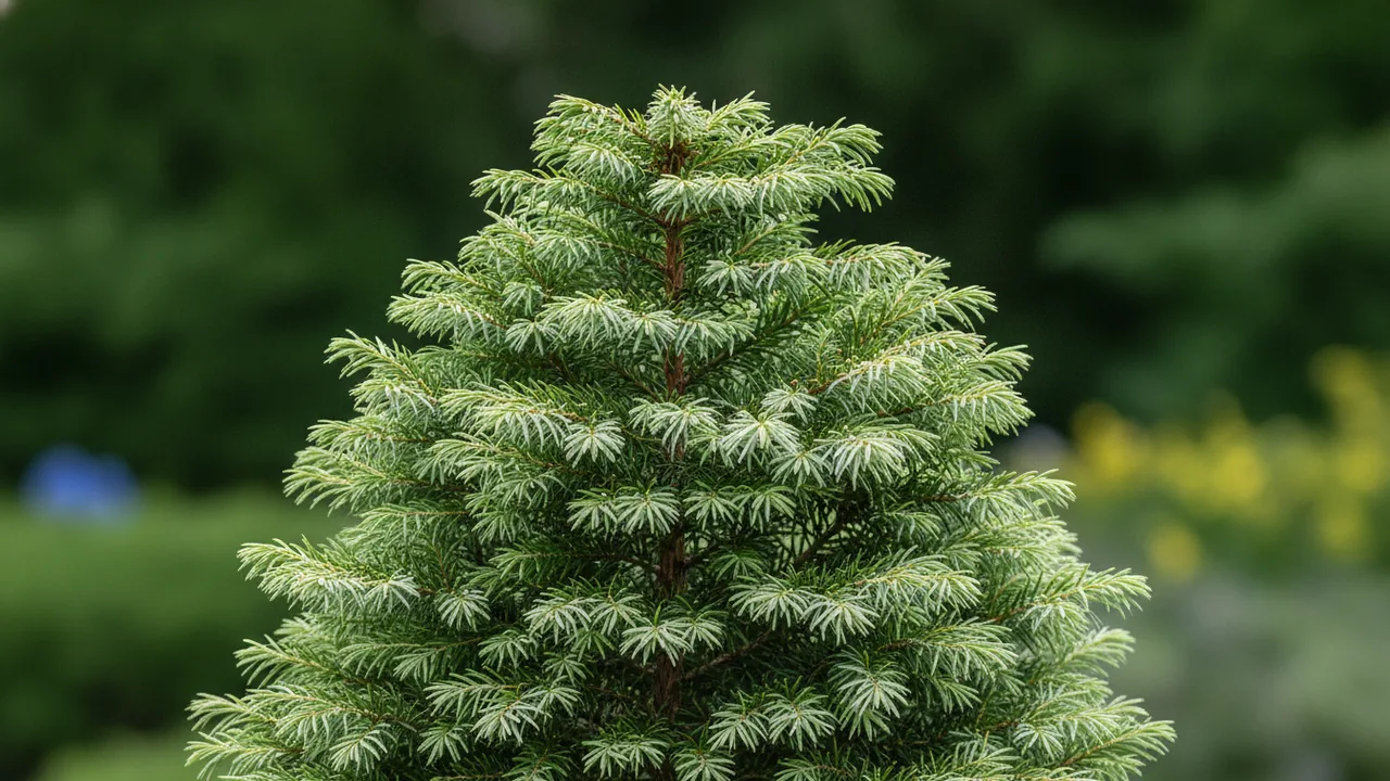 Gentsch White (Tsuga canadensis 'Gentsch White') - foliage plant, illustrated plant card
