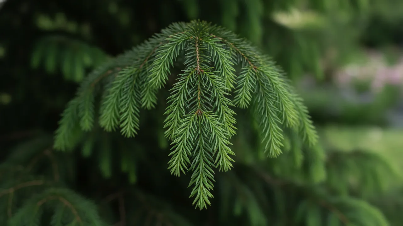 Weeping Hemlock (Tsuga canadensis 'Sargentii') - foliage plant, illustrated plant card