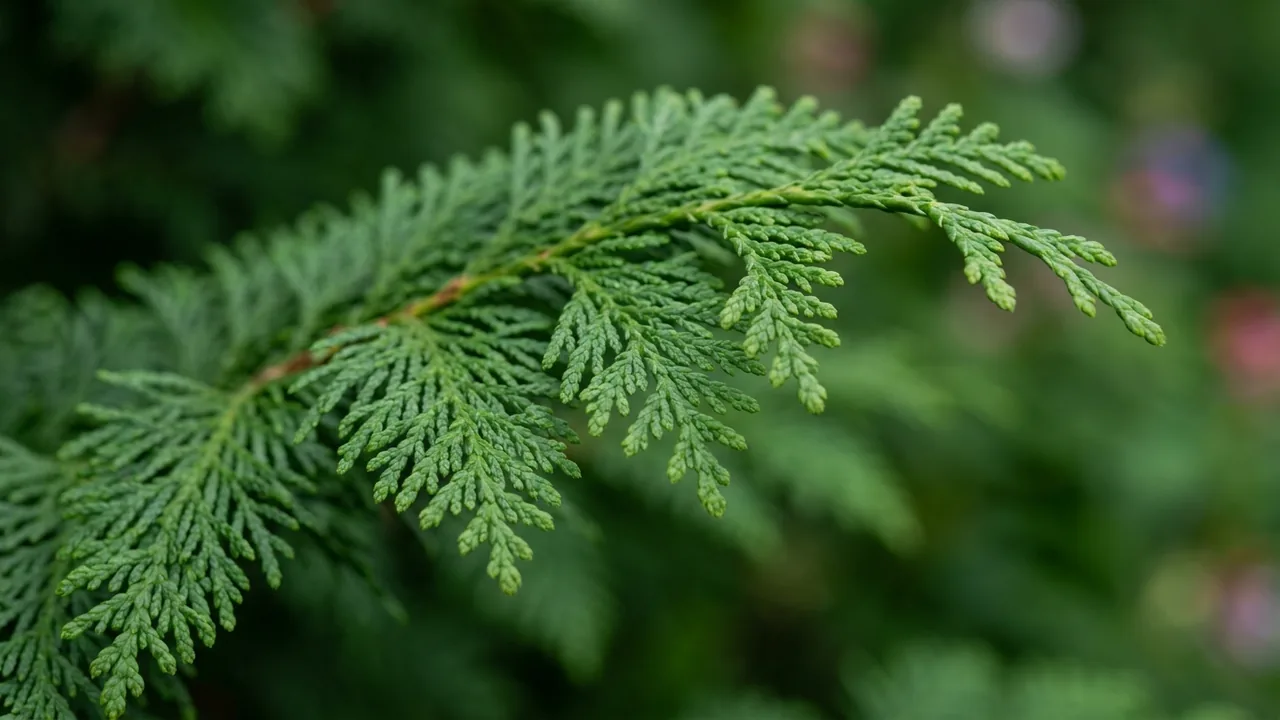 Slender Hinoki Cypress (Chamaecyparis obtusa 'Gracilis') - foliage plant, illustrated plant card