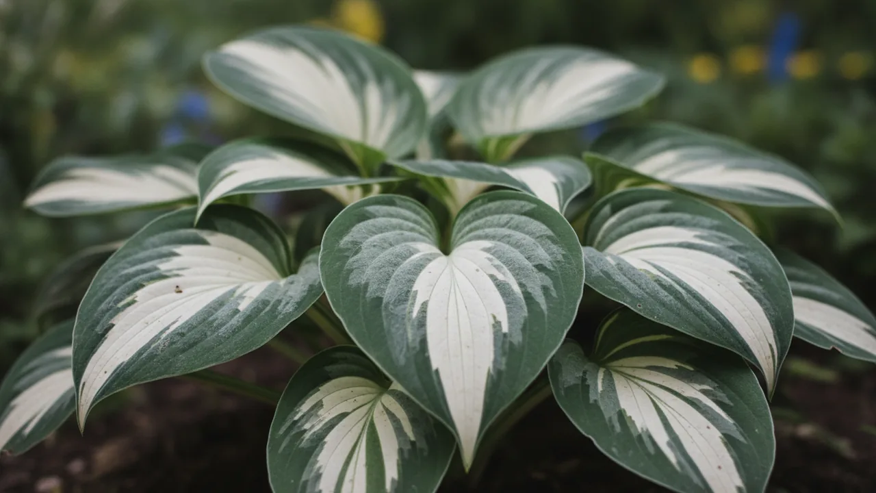 Fire and Ice (Hosta 'Fire and Ice') - foliage plant, illustrated plant card