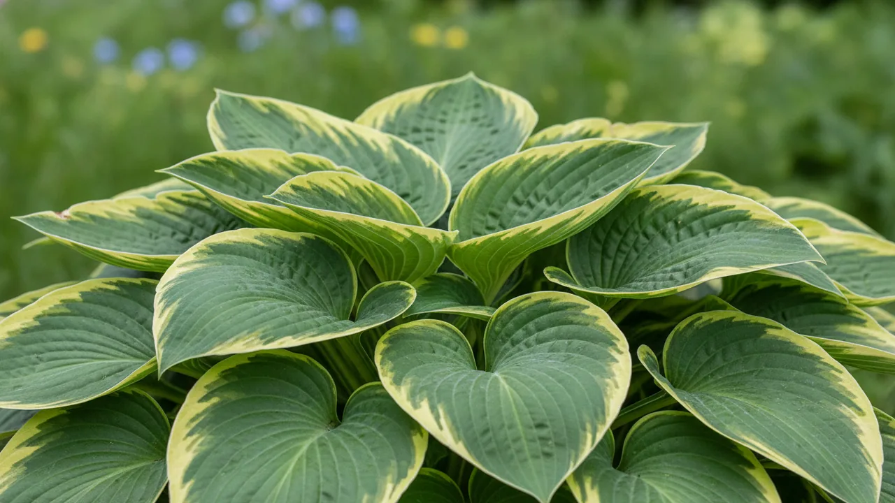 Frances Williams (Hosta 'Frances Williams') - foliage plant, illustrated plant card