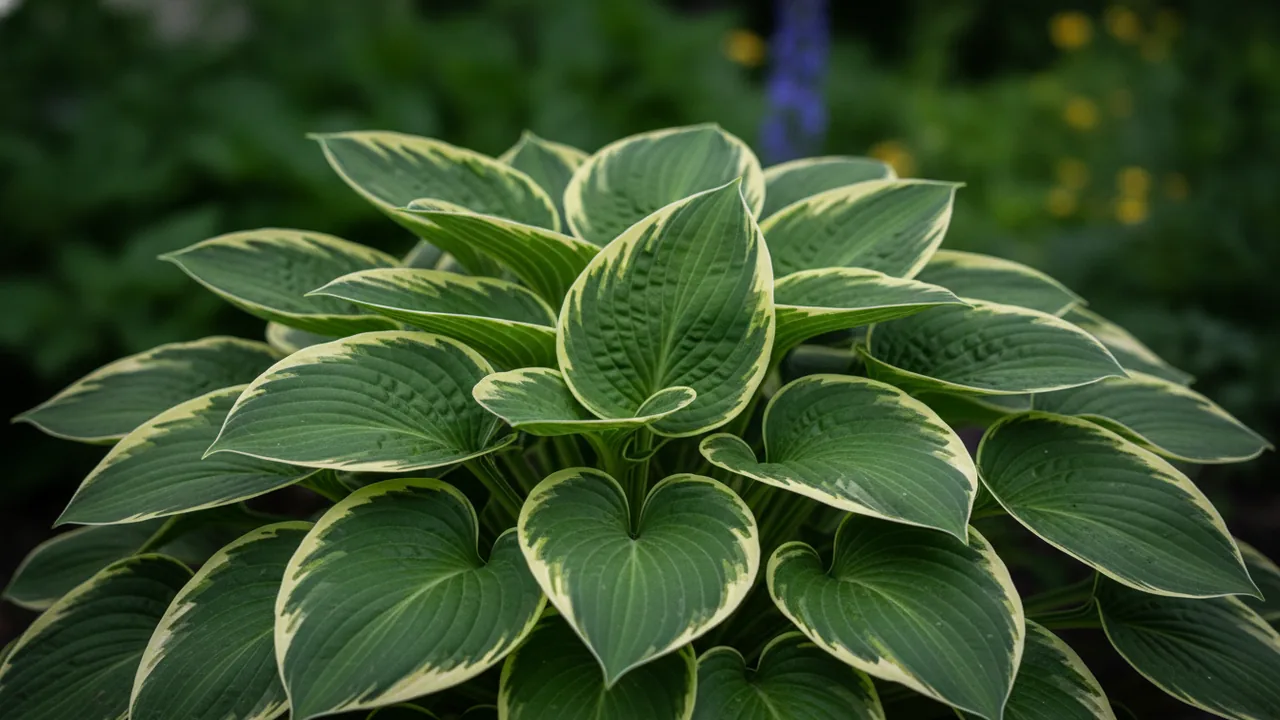 June (Hosta 'June') - foliage plant, illustrated plant card
