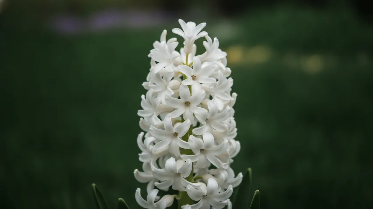 Carnegie (Hyacinthus 'Carnegie') - white flowers, illustrated plant card