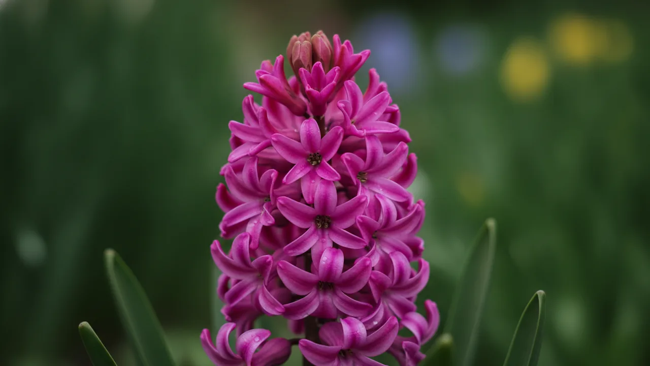 Woodstock (Hyacinthus 'Woodstock') - purple flowers, illustrated plant card