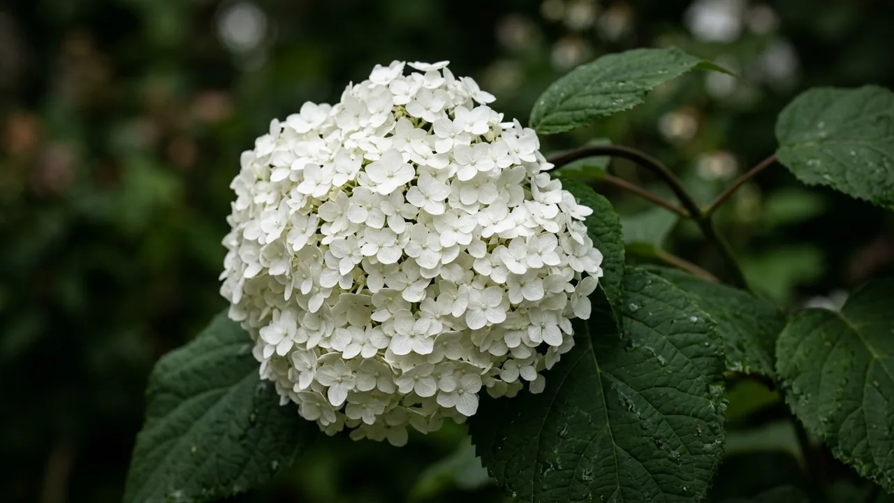 Fairytrail White Cascade Hydrangea (Hydrangea 'Wnhydfbvywmh') - white flowers, illustrated plant card