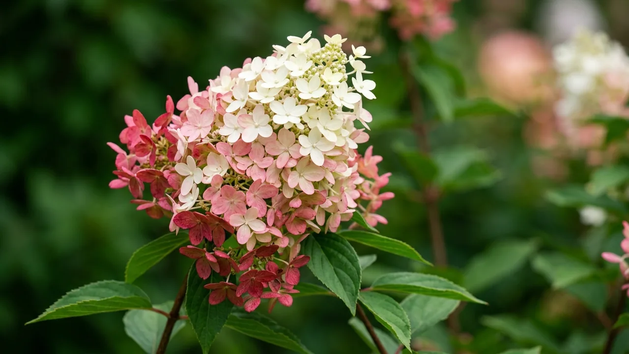 Fire Light Hydrangea (Hydrangea paniculata 'SMHPFL') - white flowers, illustrated plant card