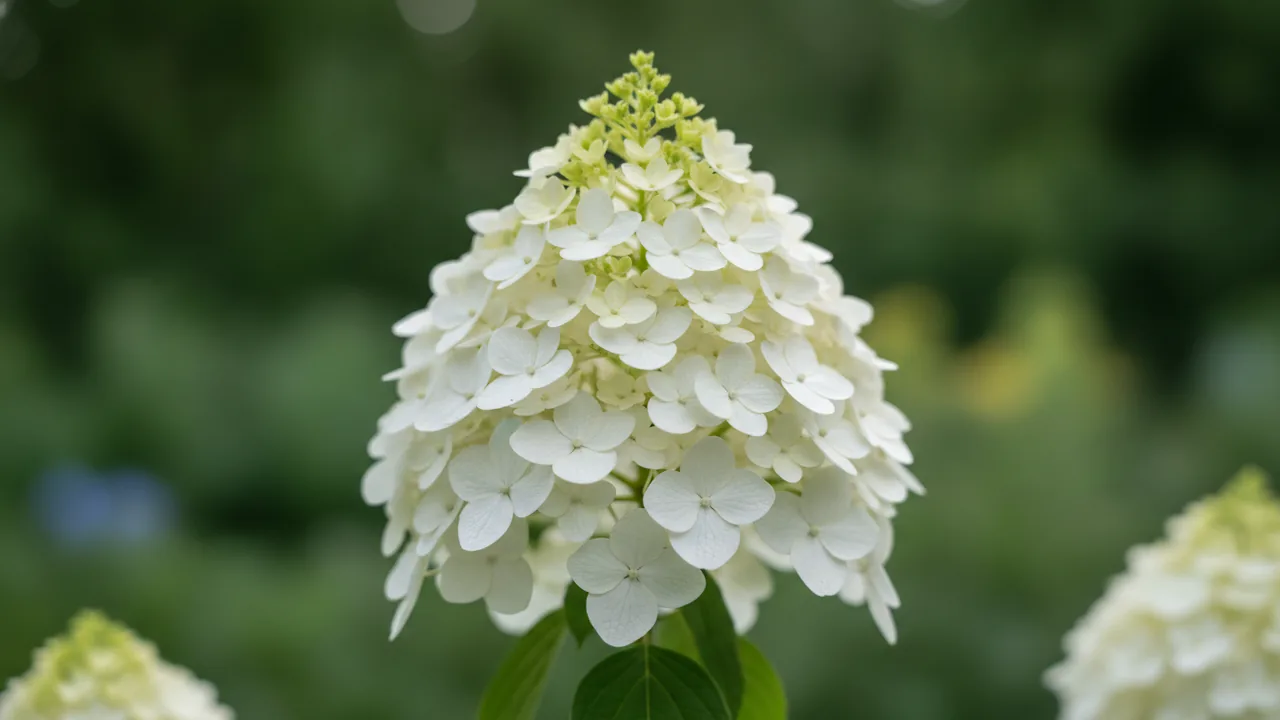 PeeGee Hydrangea (Hydrangea paniculata 'Grandiflora') - white flowers, illustrated plant card