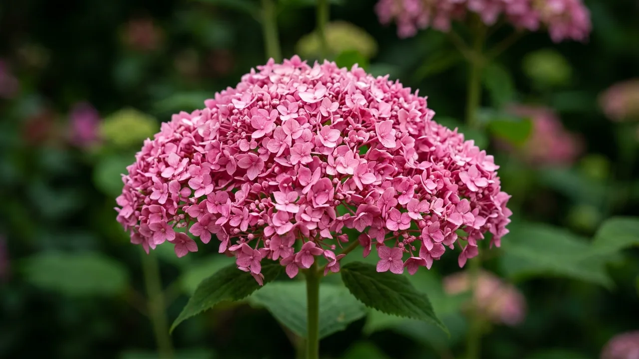 Invincibelle Spirit II Hydrangea (Hydrangea arborescens 'NCHA2') - pink flowers, illustrated plant card