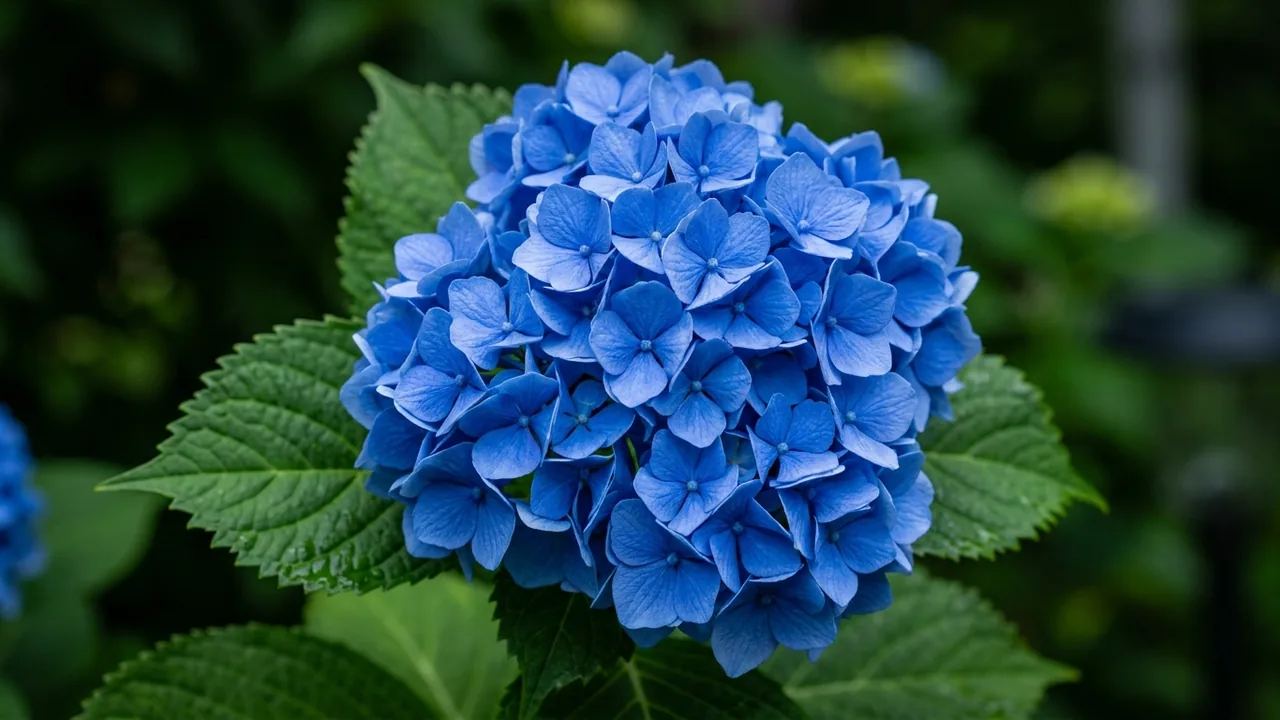 Let's Dance Rhythmic Blue Hydrangea (Hydrangea macrophylla 'SMHMES14') - blue flowers, illustrated plant card