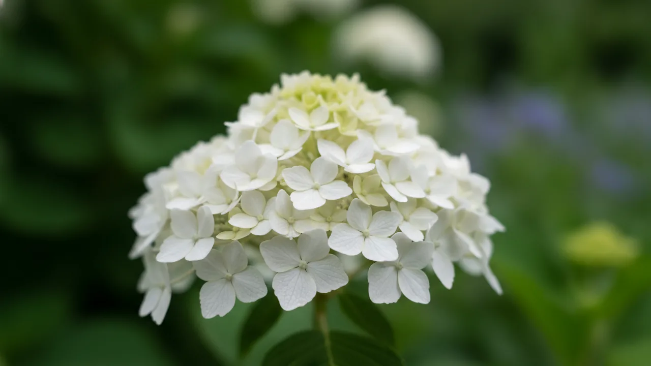Oakleaf Hydrangea (Hydrangea quercifolia) - white flowers, illustrated plant card