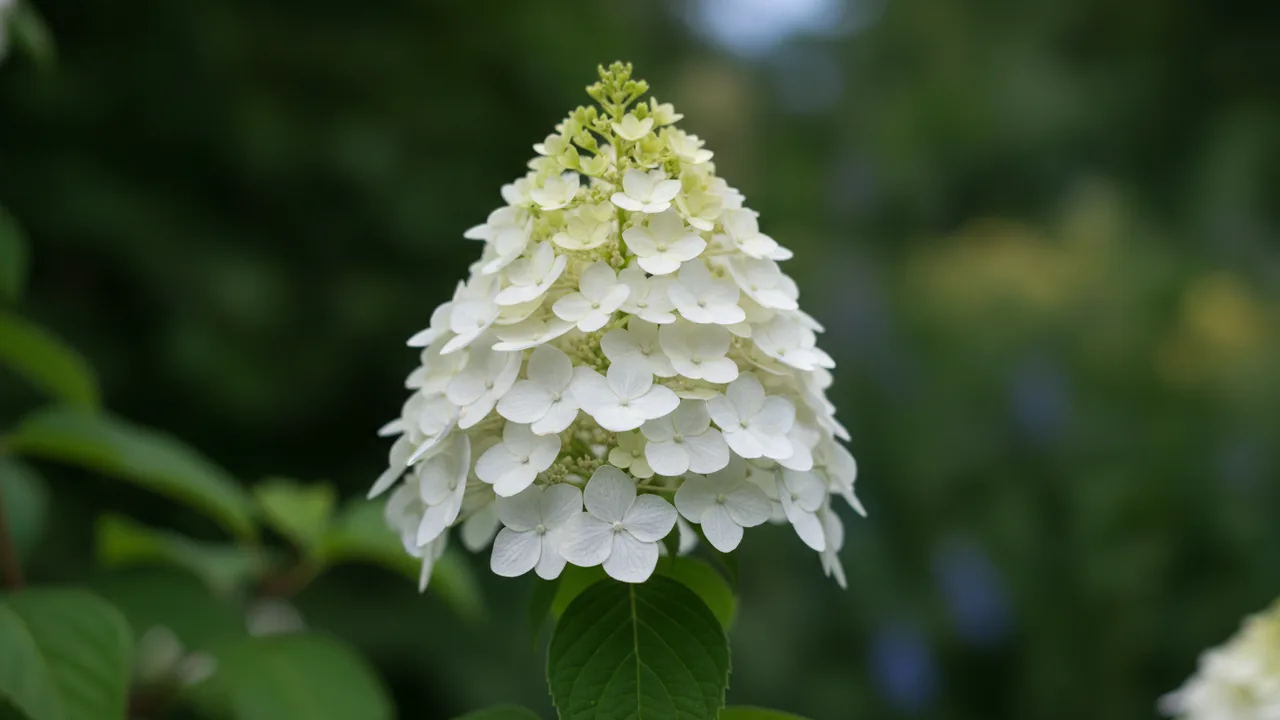 Phantom Hydrangea (Hydrangea paniculata 'Phantom') - white flowers, illustrated plant card