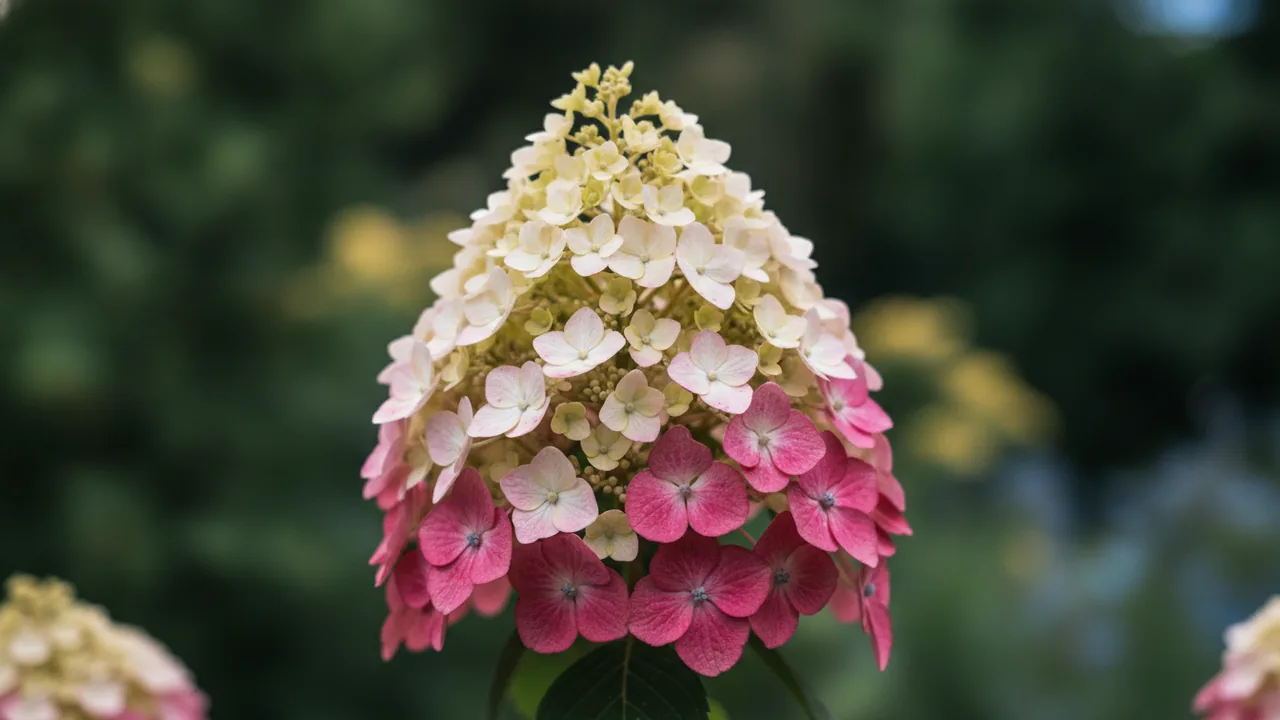Strawberry Sundae Hydrangea (Hydrangea paniculata 'Rensun') - white flowers, illustrated plant card