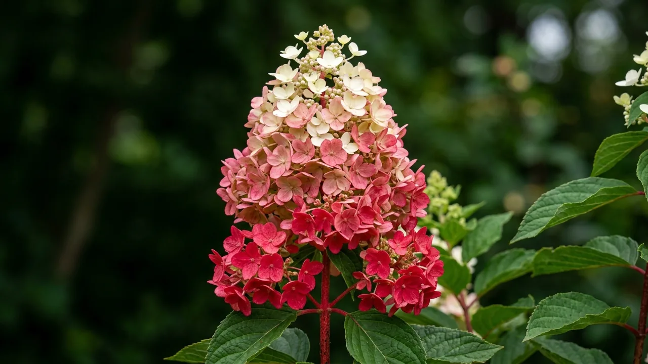 Vanilla Strawberry Hydrangea (Hydrangea paniculata 'Renhy') - white flowers, illustrated plant card