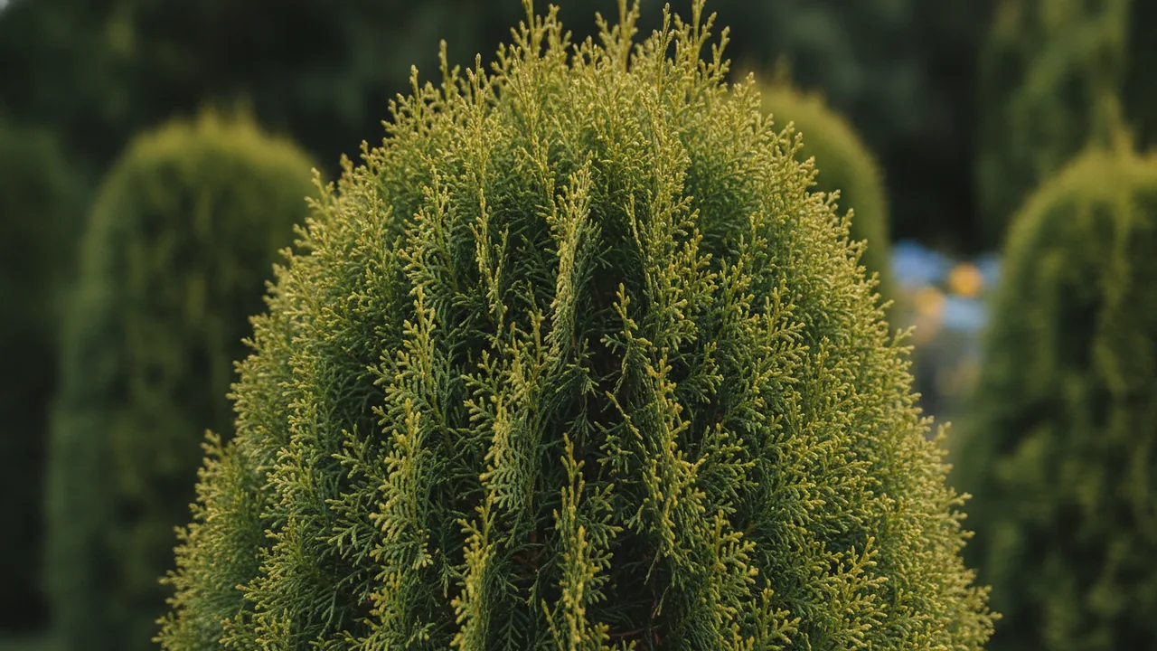 Swane's Gold (Cupressus sempervirens 'Swane's Gold') - foliage plant, illustrated plant card