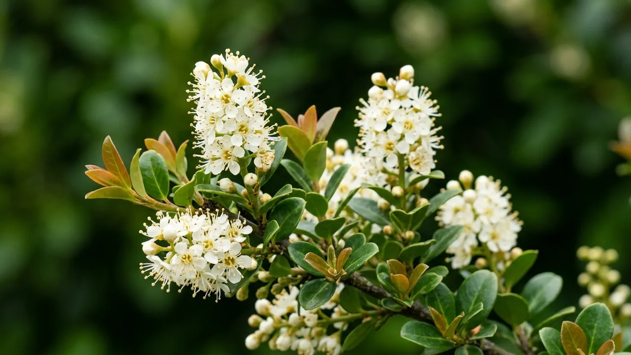 Jade Turtle Cherry Laurel (Prunus laurocerasus 'Miniredia') - foliage plant, illustrated plant card