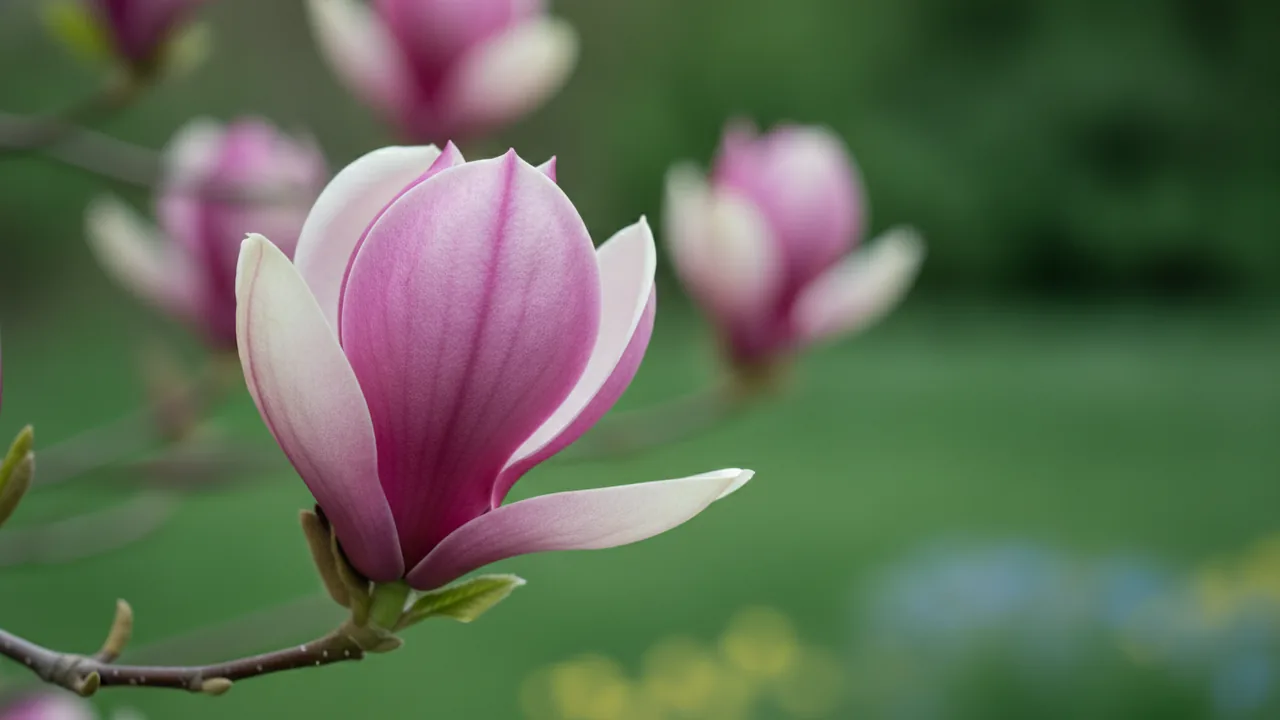 Jane Magnolia (Magnolia 'Jane') - purple flowers, illustrated plant card