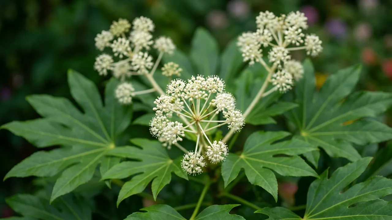 Japanese Aralia (Fatsia japonica) - foliage plant, illustrated plant card