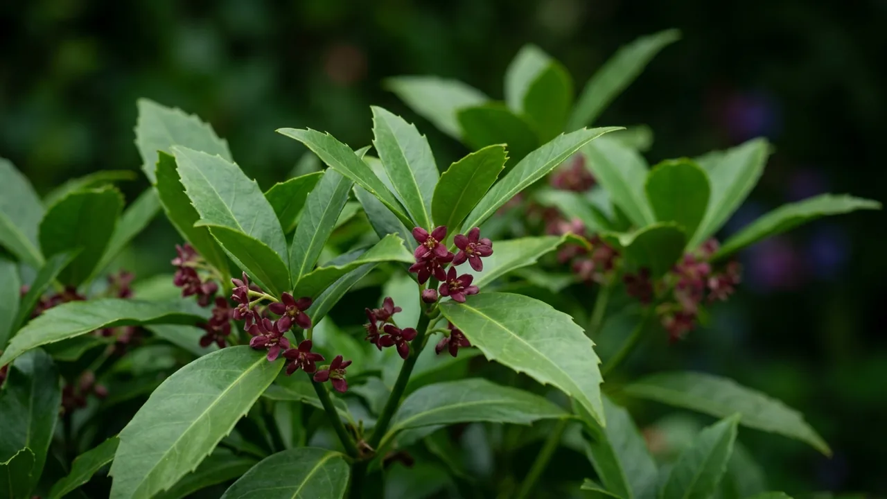 Japanese Aucuba (Aucuba japonica) - foliage plant, illustrated plant card