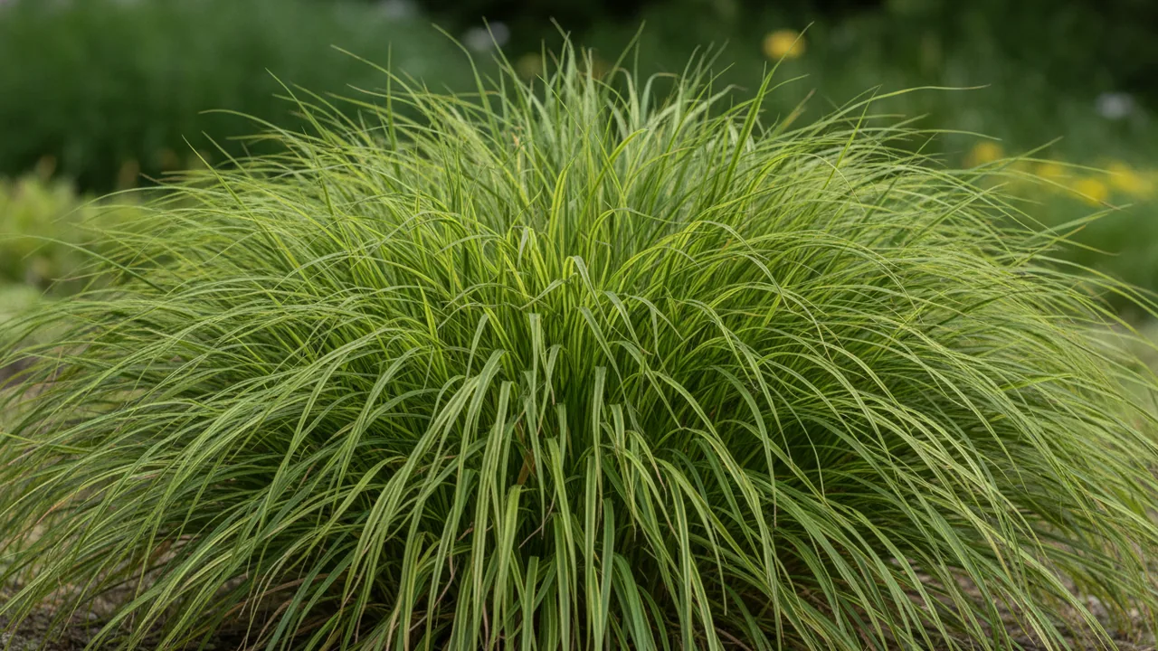 Golden Hakone (Aureola) (Hakonechloa macra 'Aureola') - foliage plant, illustrated plant card