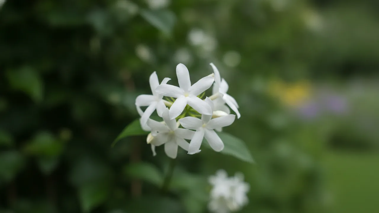 Jasmine (Jasminum officinale) - white flowers, illustrated plant card