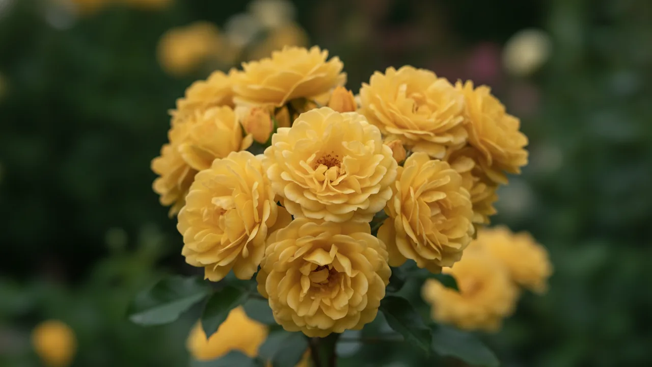 Julia Child (Rosa 'WEKvossutono') - yellow flowers, illustrated plant card