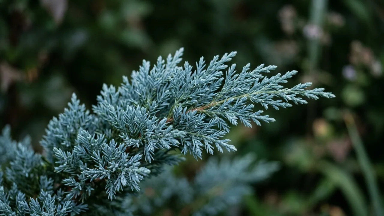 Blue Chip Juniper (Juniperus horizontalis 'Blue Chip') - foliage plant, illustrated plant card