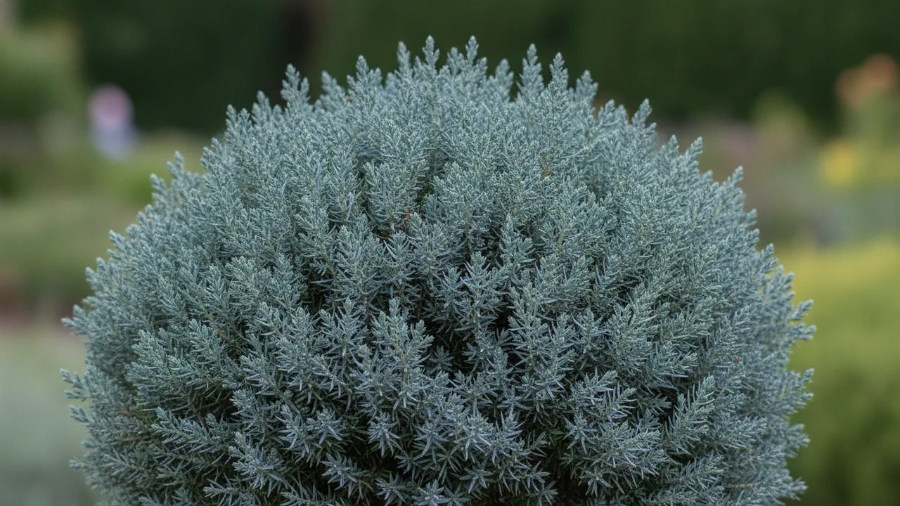 Blue Star Juniper (Juniperus squamata 'Blue Star') - foliage plant, illustrated plant card